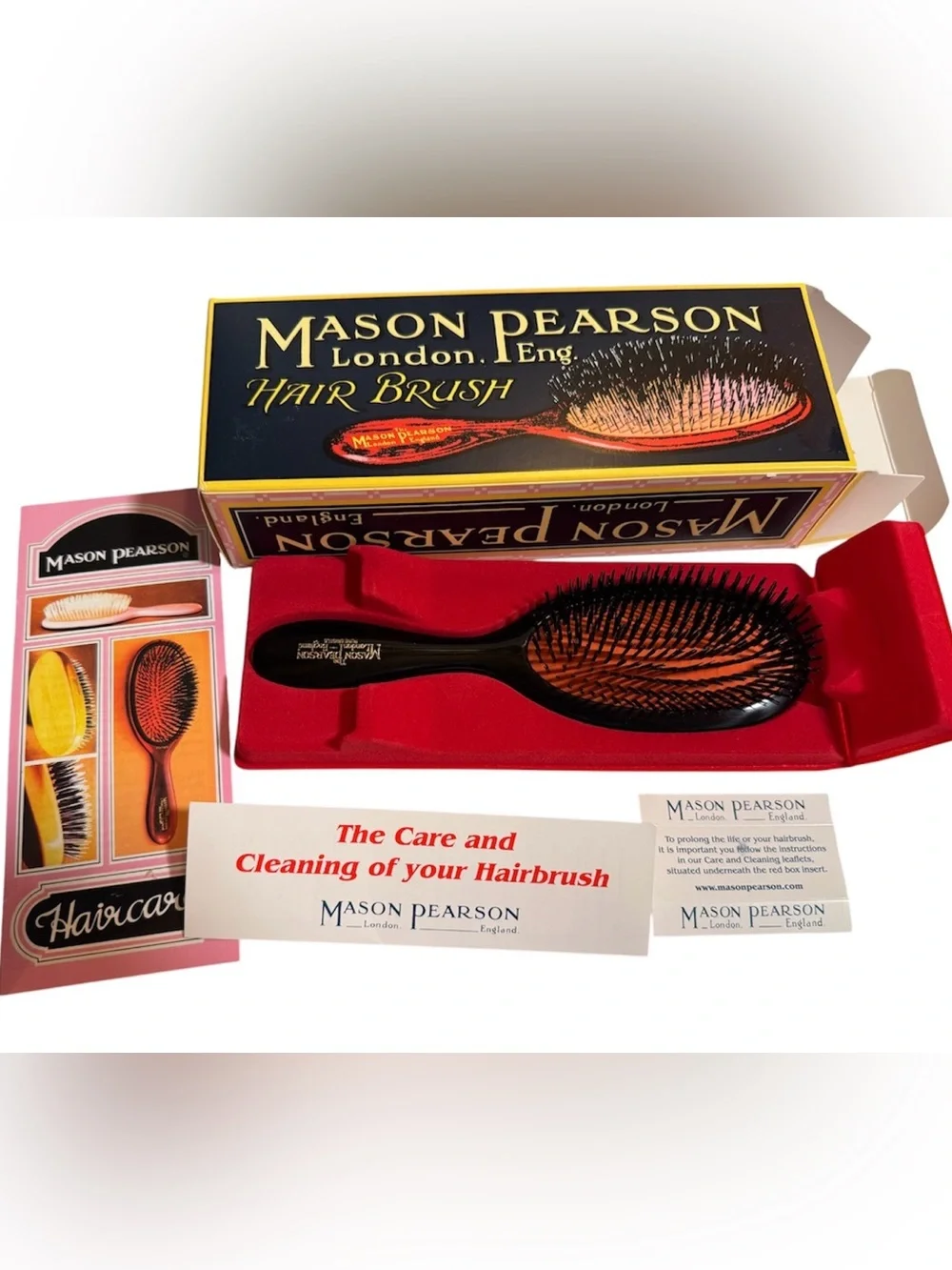 Mason Pearson Handy Pure Boar Pristle Paddle Hair Brush B3 in Dark Ruby NIB